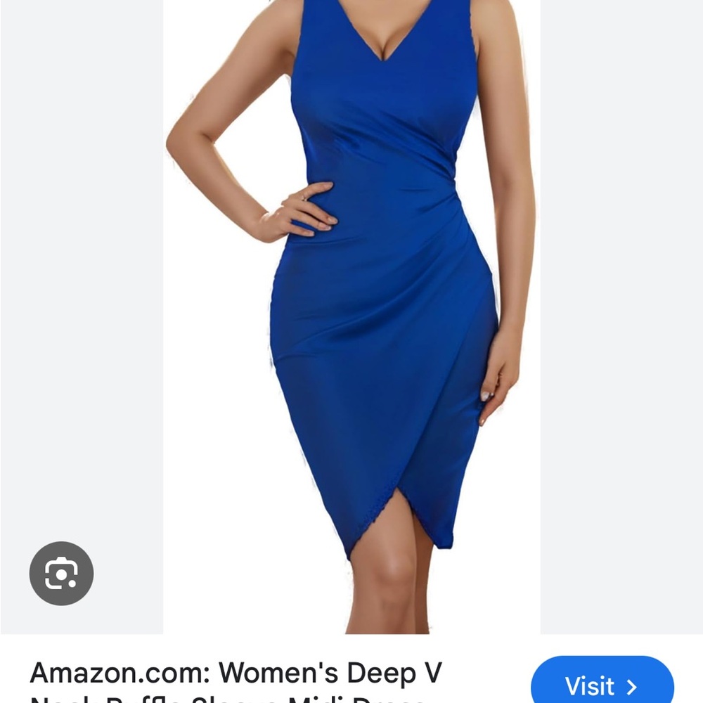 Chic Draped Midi Dress in Vibrant Blue